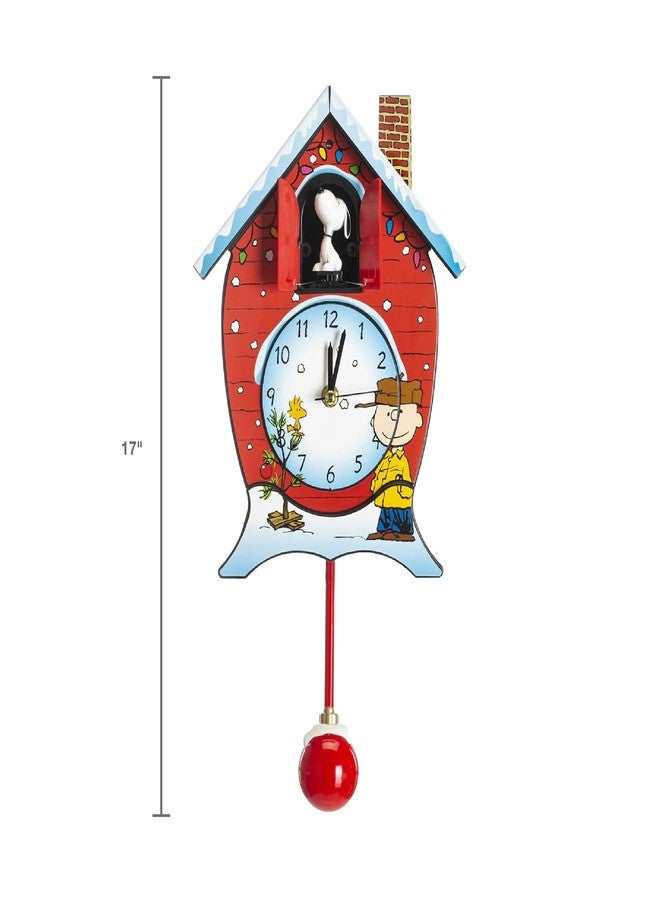Mark Feldstein & Associates Mark Feldstein, Peanuts Christmas Linus and Lucy Song Cuckoo Clock, Red, 17 Inch - Image 4
